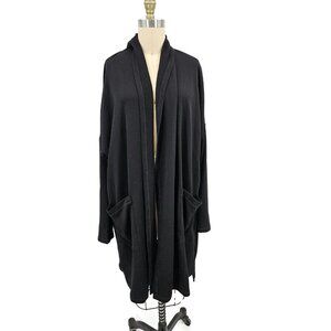New Eileen Fisher Black Kimono Coat Womens XLRG Open Front Tencel Spandex